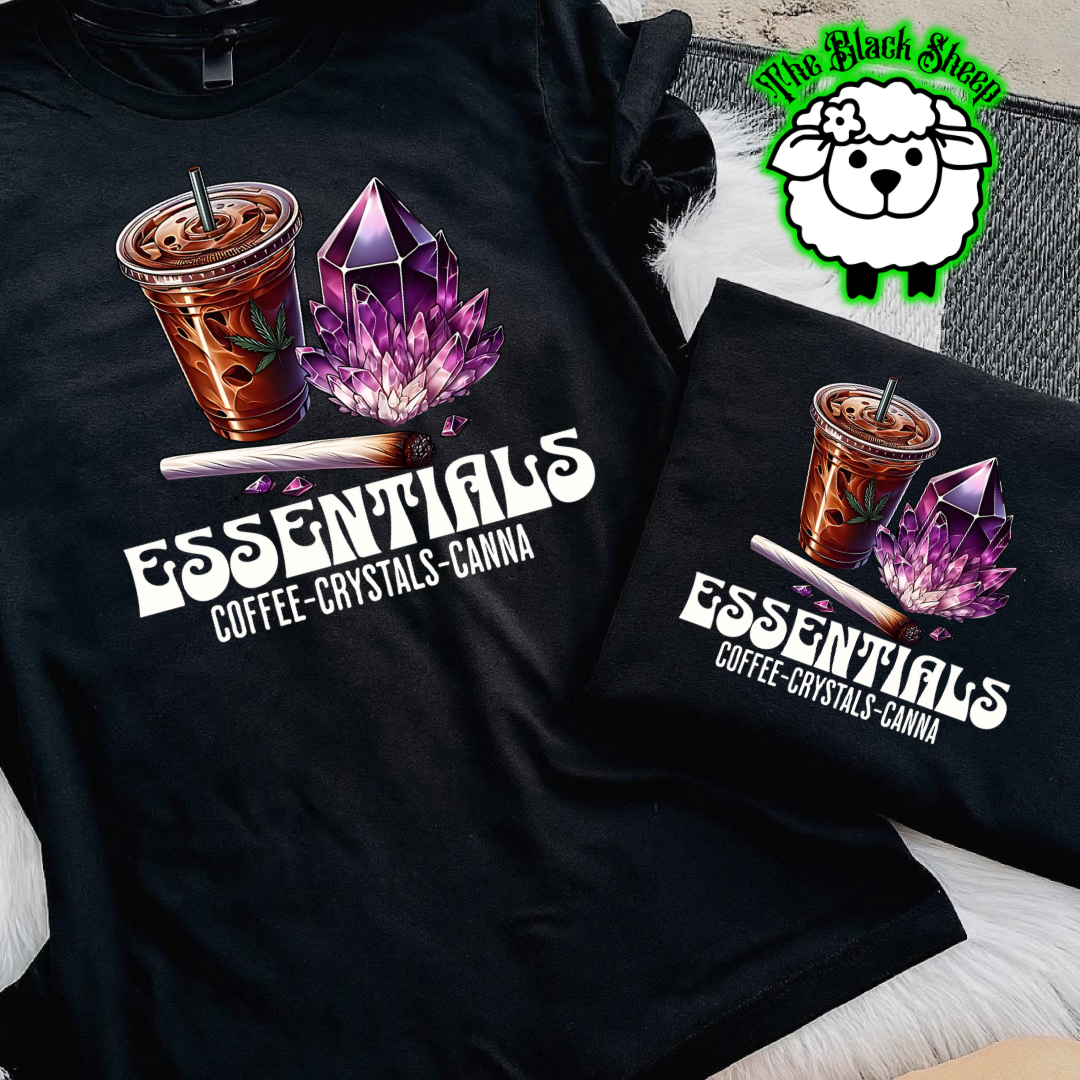 Essentials Tee – Coffee, Crystals & Canna