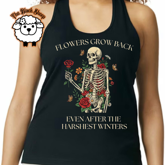 Flowers Grow Back Skeleton Tank Top