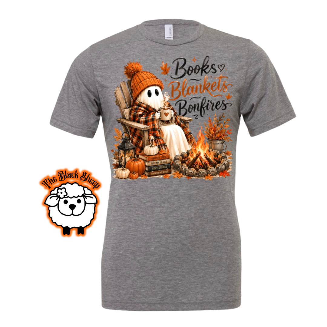 Books, Blankets & Bonfires Tee